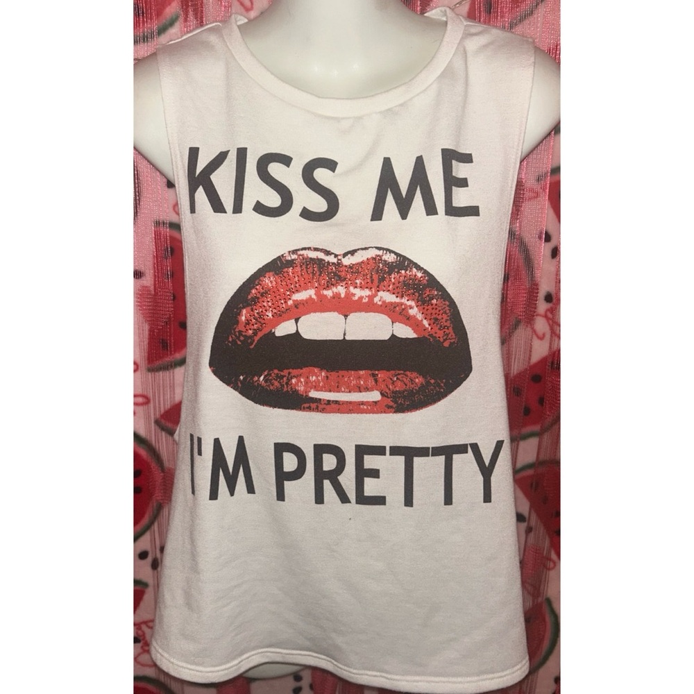 👄 Y2K Blu Planet Embellished “Kiss me I’m Pretty” Tank